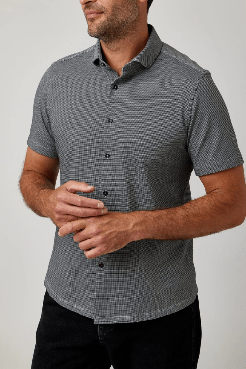 2 Tone Pique Short Sleeve - Stone Rose - Archery Close