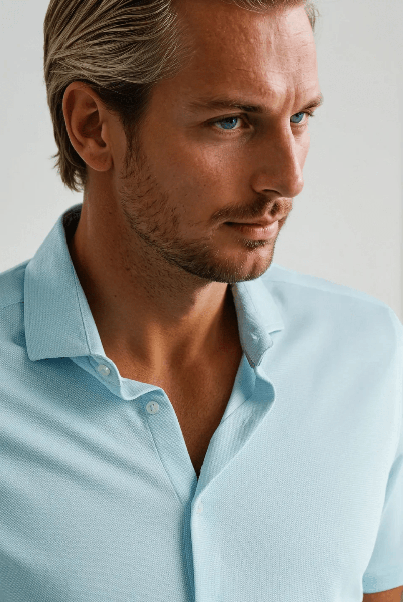 2 Tone Pique Short Sleeve - Stone Rose - Archery Close