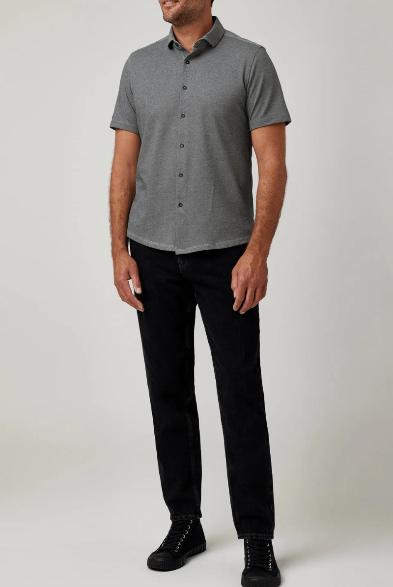 2 Tone Pique Short Sleeve - Stone Rose - Archery Close