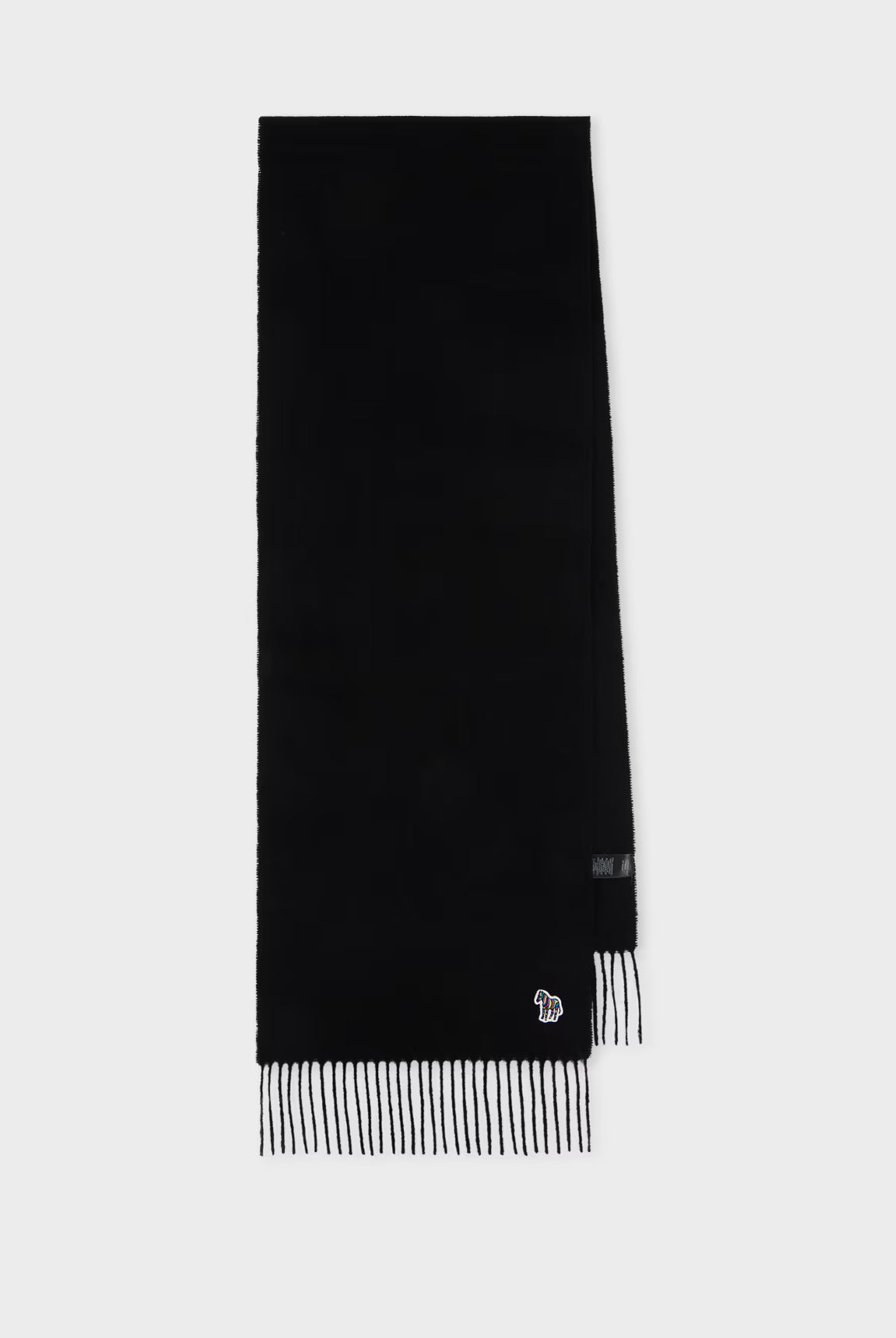 Black scarf with a brand logo on a white background