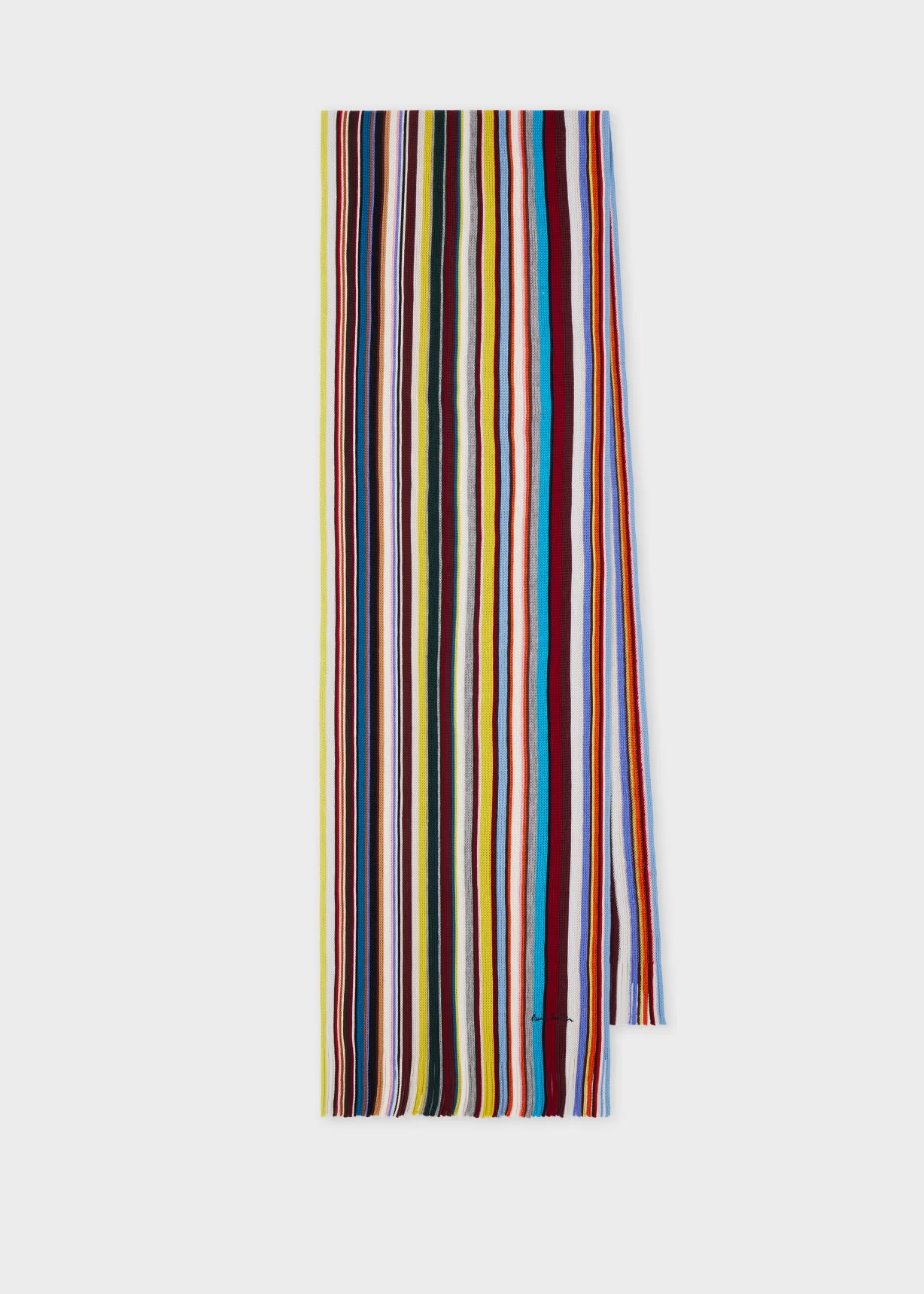 Multicolored striped scarf on a white background