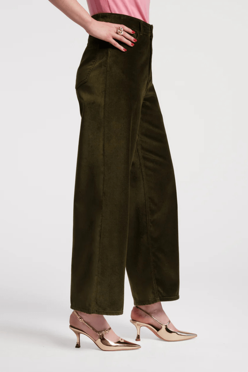 Pants - Frances Valentine - Ace Velvet Pant in Olive - Archery Close