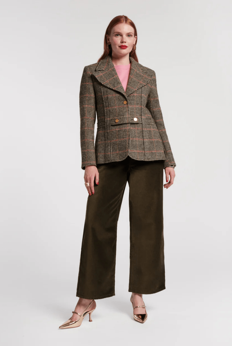 Pants - Frances Valentine - Ace Velvet Pant in Olive - Archery Close