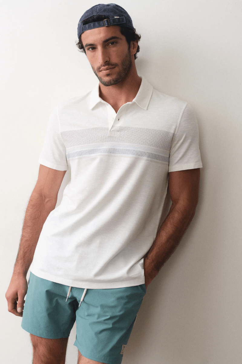 Shirts & Tops - Marine Layer - Air Stripe Polo in White Multi Stripe - Archery Close