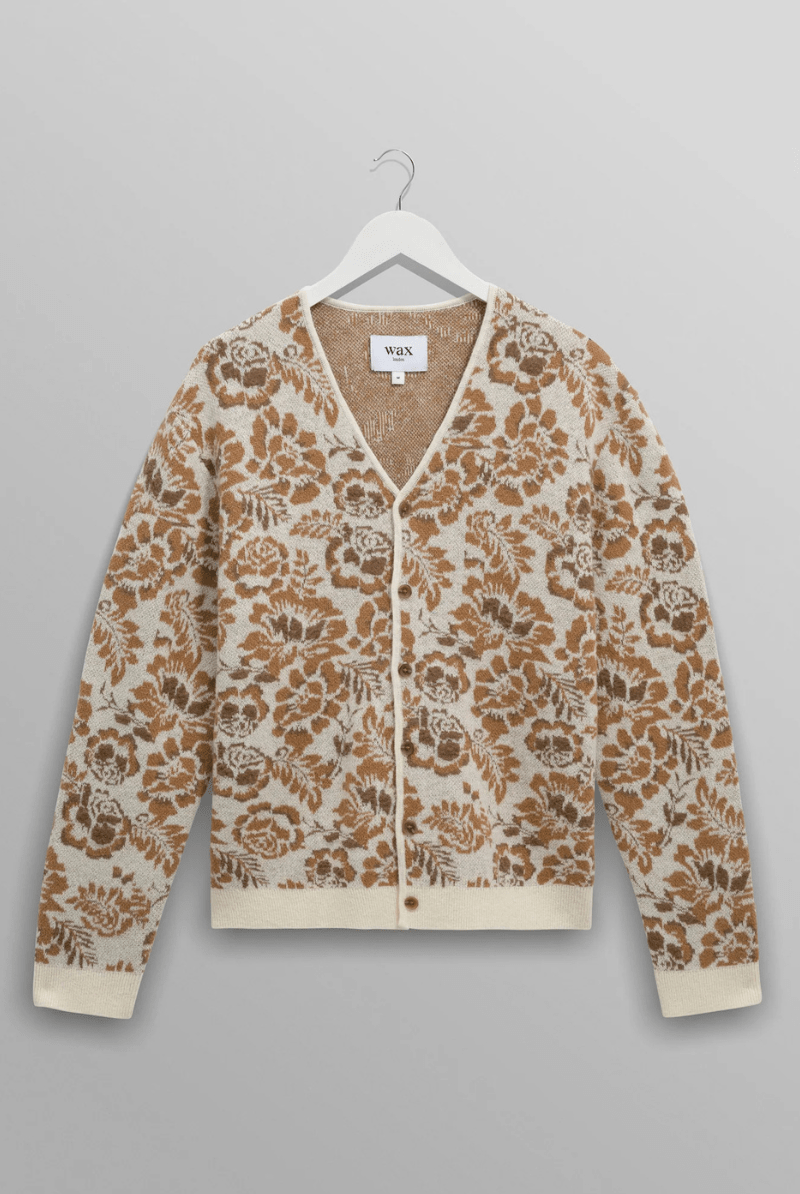 Sweater - Wax London - Alban Cardigan in Floral Textured Jacquard - Archery Close