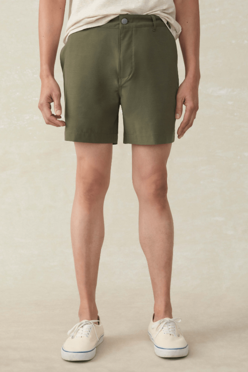 Shorts - Faherty Brand - All Day Short 2.0 (7") - Surplus Olive - Archery Close
