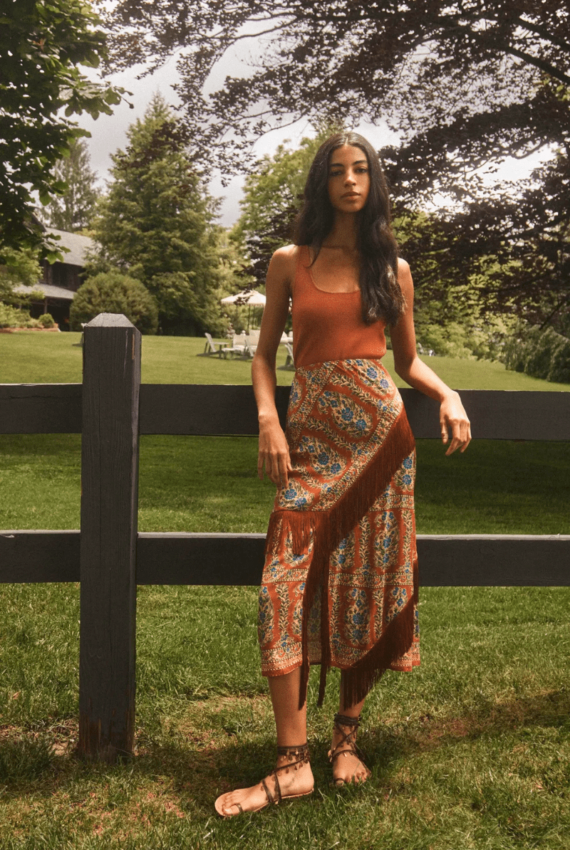 Skirts - Hunter Bell - Allyne Skirt in Amber Glen Brown - Archery Close