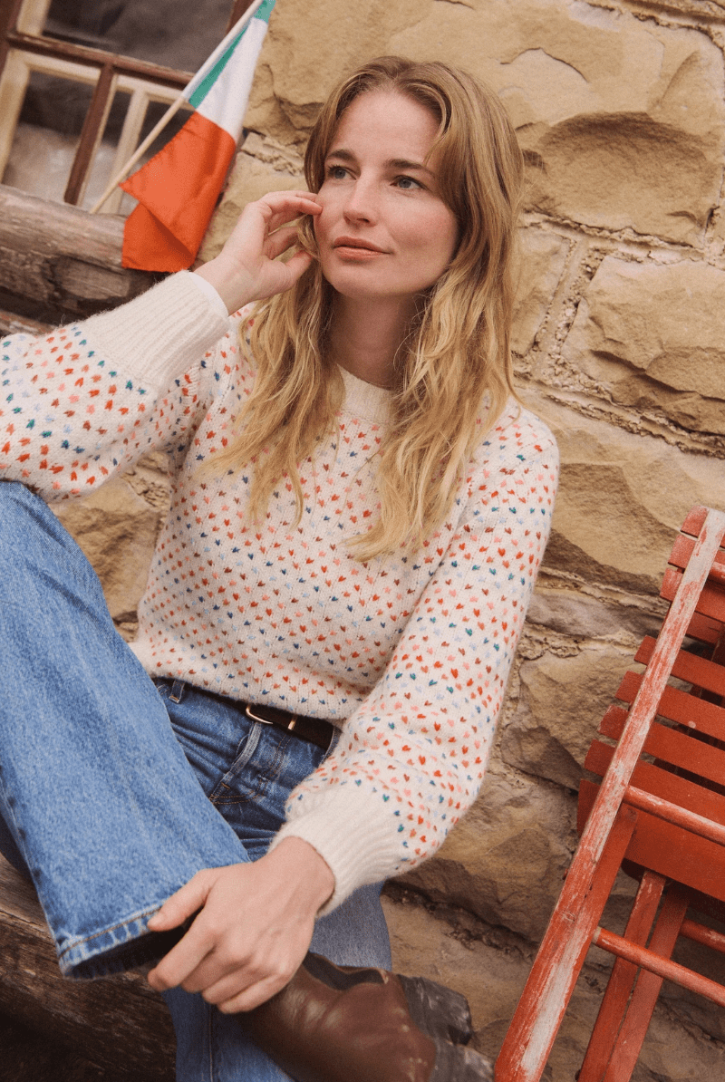 Sweater - Marine Layer - Alma Crewneck Sweater in Rainbow - Archery Close