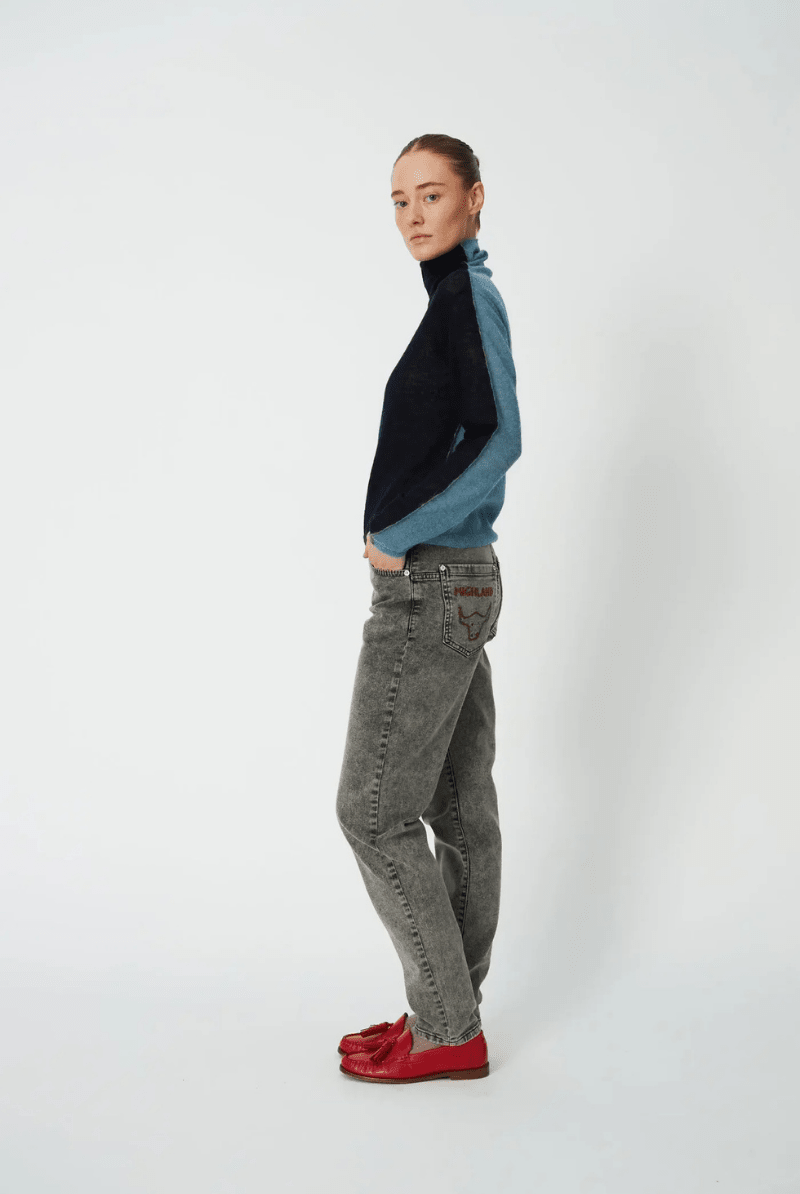 Sweater - Stella Nova - Alpaca Turtleneck in Evening Blue - Archery Close