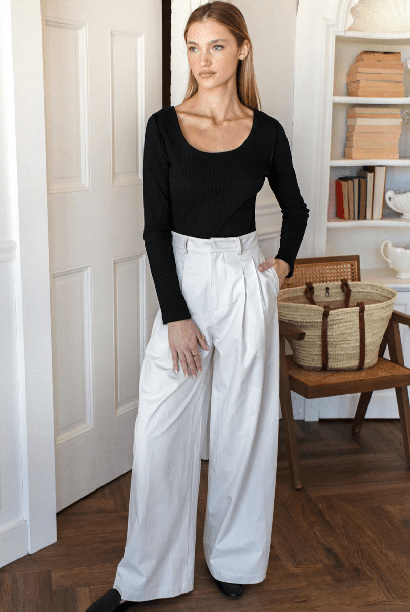 Pants - Emerson Fry - Atelier Pleated Pant 2 in White Swan - Archery Close