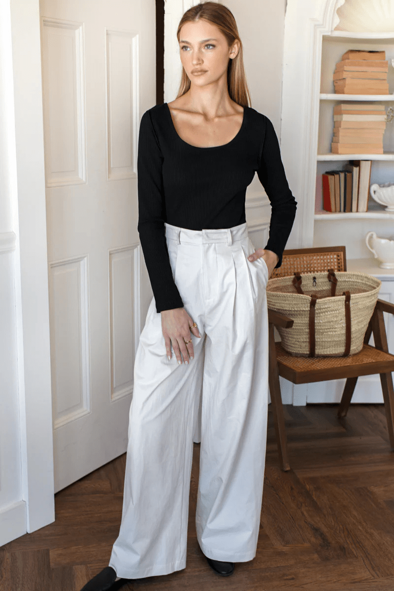 Pants - Emerson Fry - Atelier Pleated Pant 2 in White Swan - Archery Close