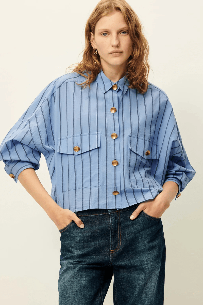 Shirts & Tops - Sessun - Balanca Shirt in Italian Blue - Archery Close