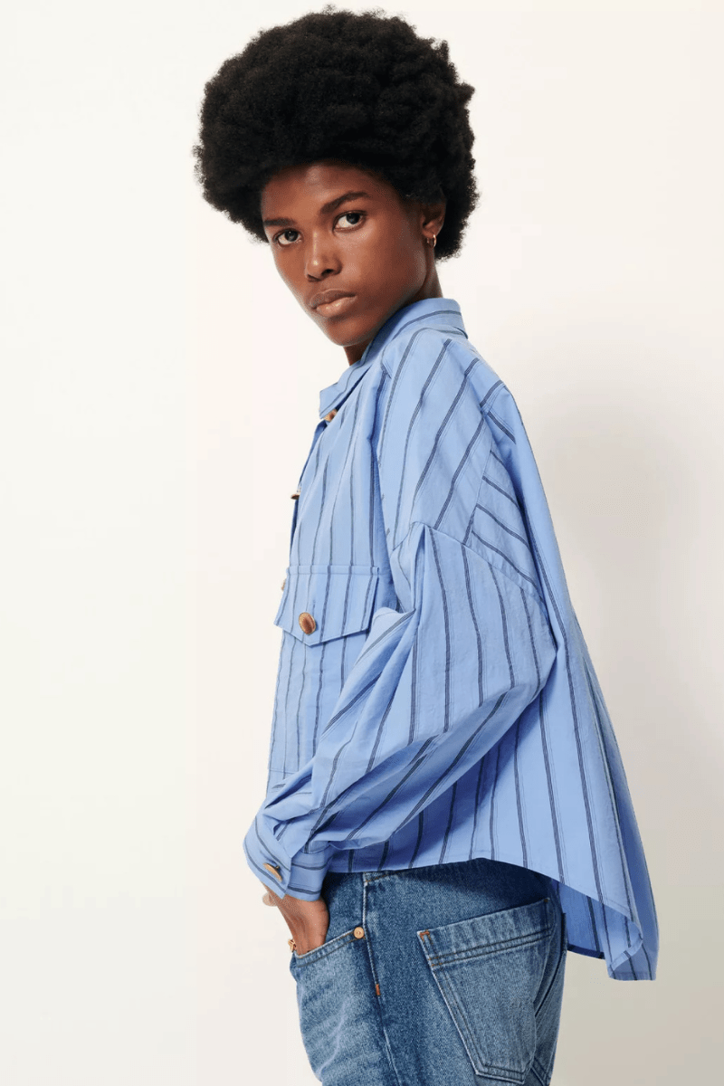 Shirts & Tops - Sessun - Balanca Shirt in Italian Blue - Archery Close