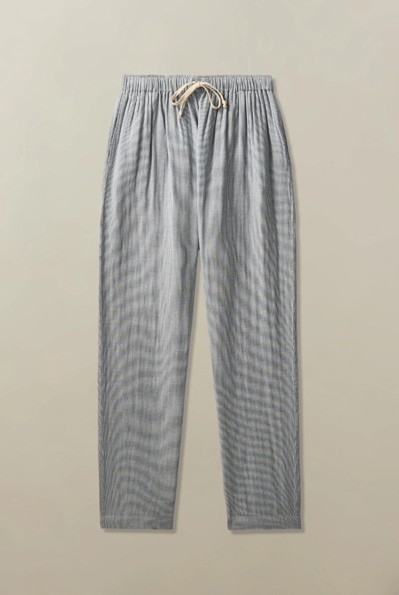 Pants - Road to Nowhere Clothing - Bali Drawstring Pant in Denim Stripe - Archery Close