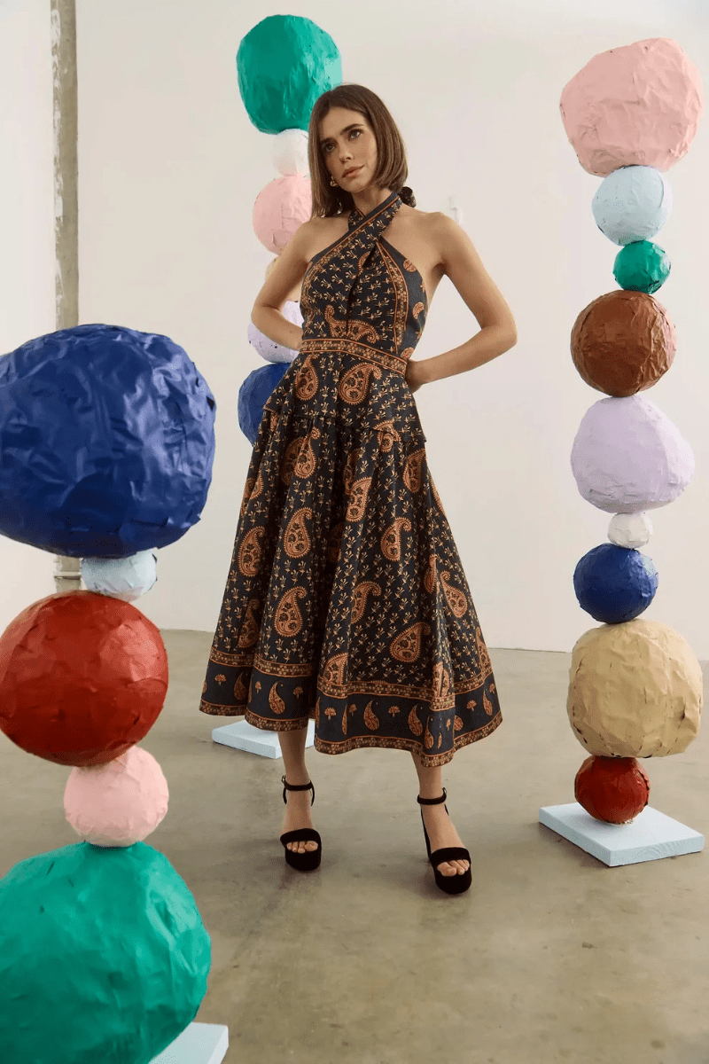 Dresses - Hunter Bell - Bellamy Dress in Glen Paisley - Archery Close