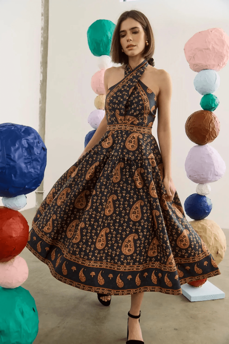 Dresses - Hunter Bell - Bellamy Dress in Glen Paisley - Archery Close