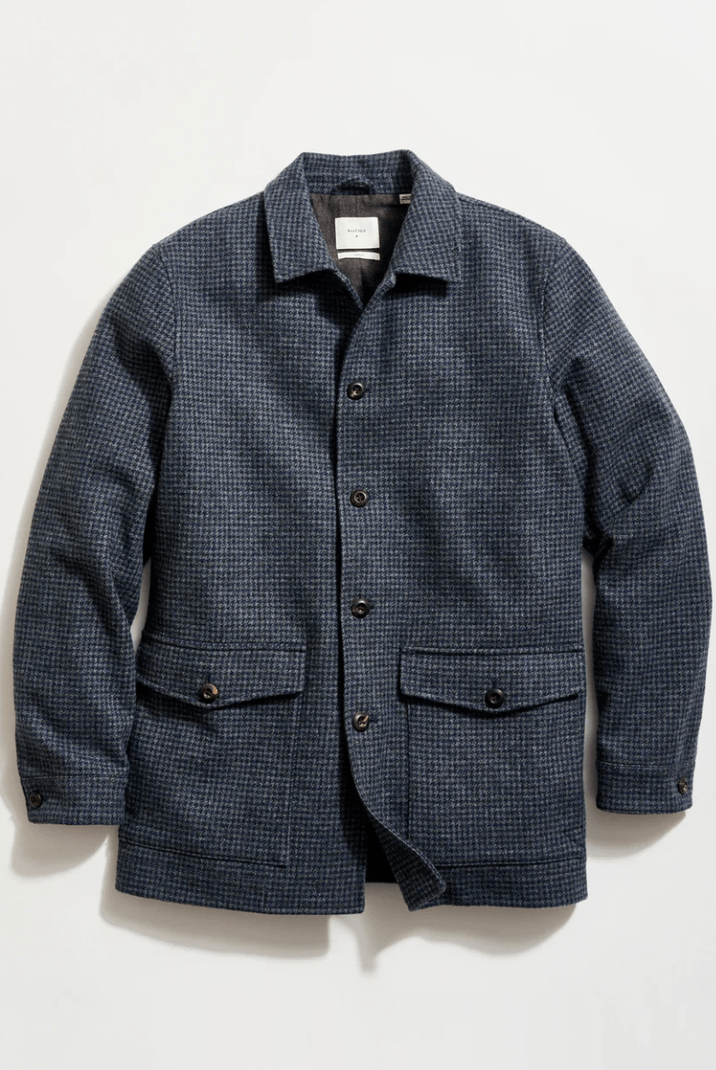 Outerwear - Billy Reid - Bennet Overcoat in Navy Multi - Archery Close