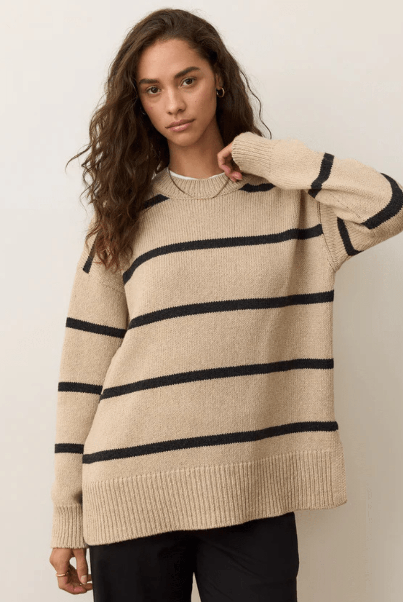 Sweater - Marine Layer - Berkeley Oversized Crewneck Sweater - Archery Close