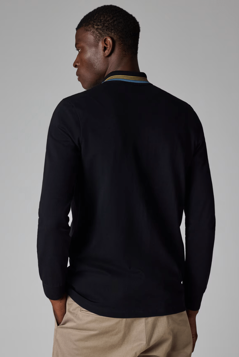 Shirts & Tops - Paul Smith - Black Contrast Tipping Full - Zip Long - Sleeve Polo Shirt - Archery Close