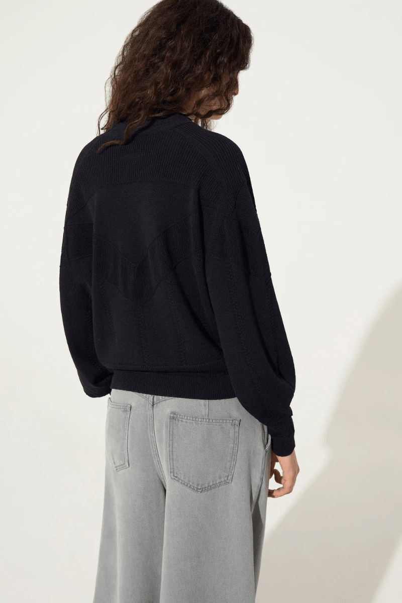 Sweater - Cotelac - Black cotton cardigan - Archery Close