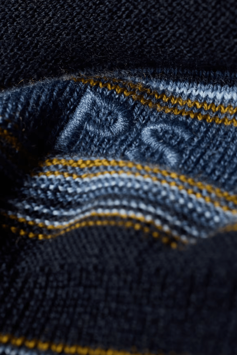 Sweater - Paul Smith - Blue and Navy Stripe Merino Polo Shirt - Archery Close