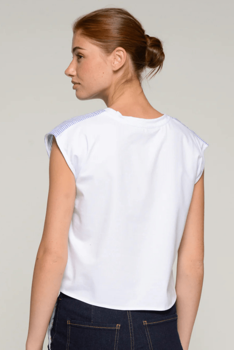 Shirts & Tops - Vilagallo - Blue Striped Golf T-Shirt - Archery Close