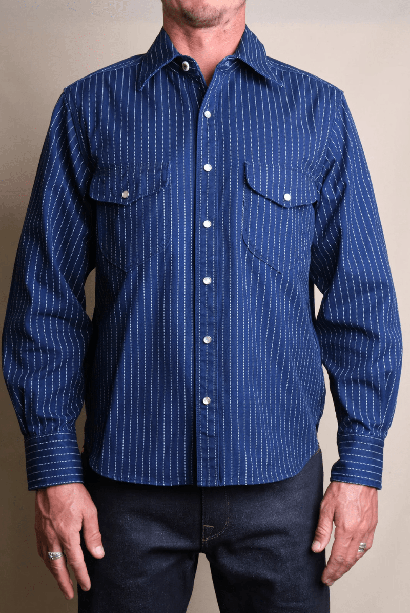 Shirts & Tops - Freenote Cloth - Bodie Indigo Wabash - Archery Close