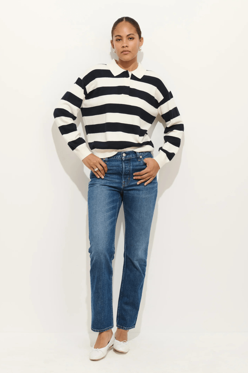 Shirts & Tops - Alex Mill - Bond St Striped Polo In Ivory/Navy - Archery Close