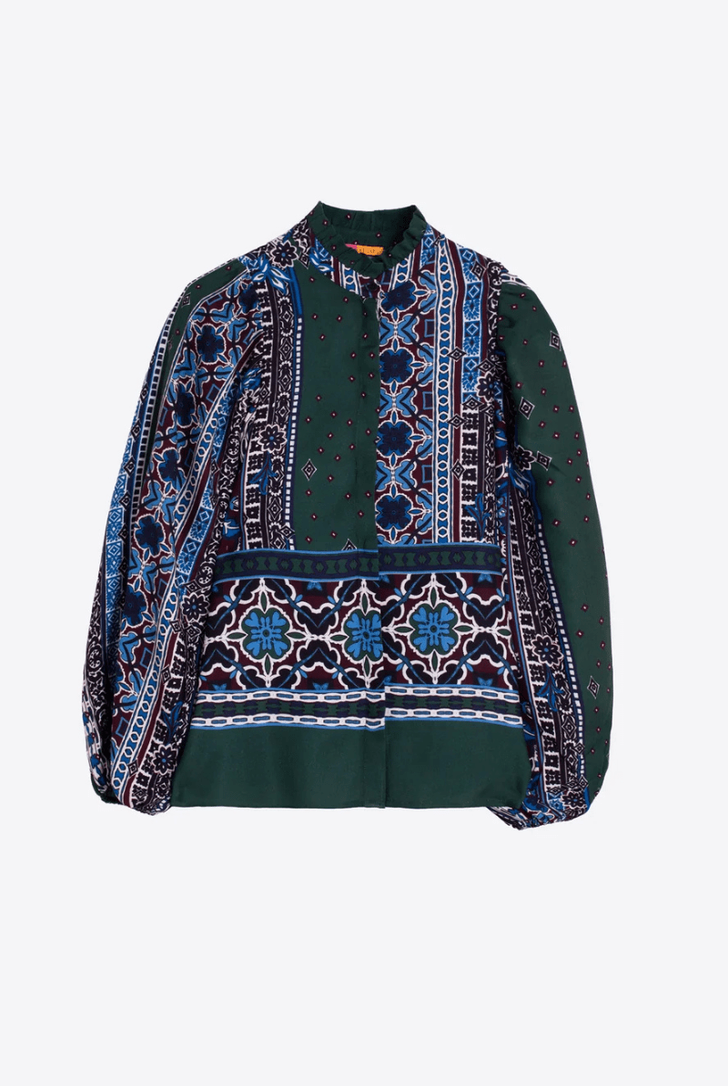 Shirts & Tops - Vilagallo - Border & Floral Shirt - Archery Close