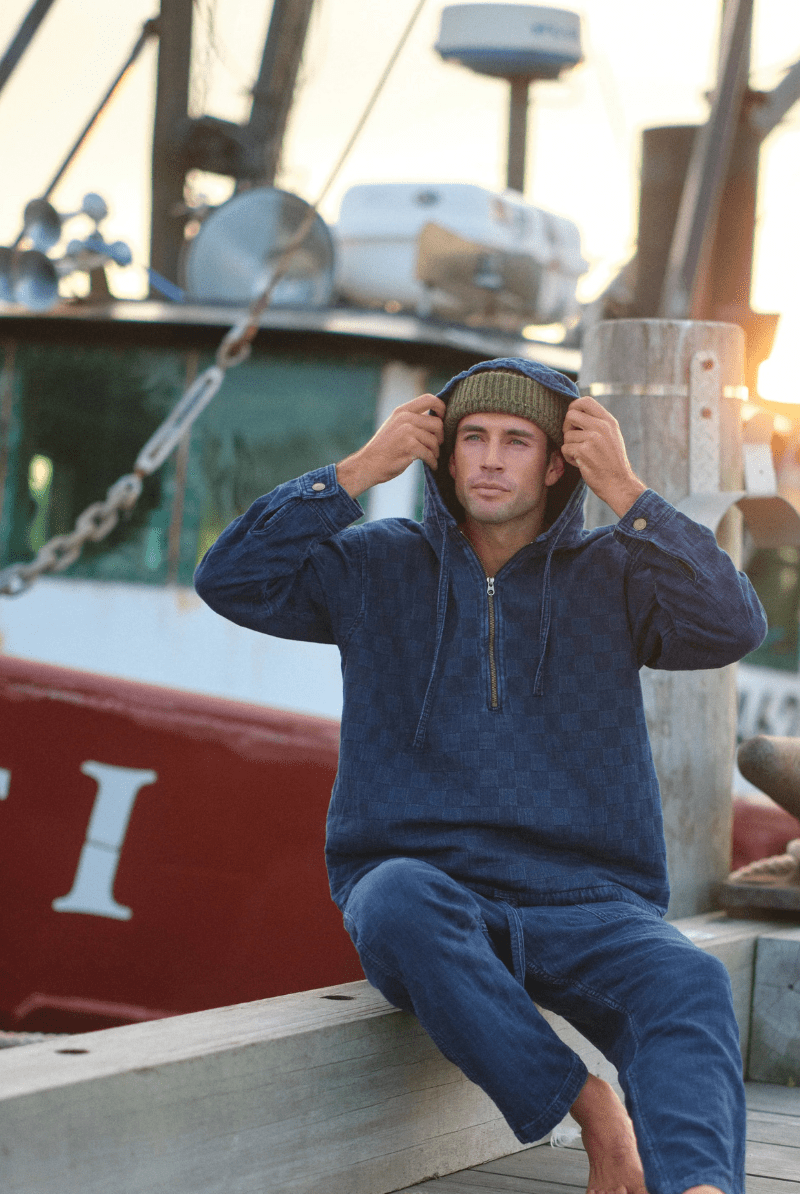 Sweatshirts - Road to Nowhere Clothing - Boro Hoodie in Indigo Patchwork - Archery Close