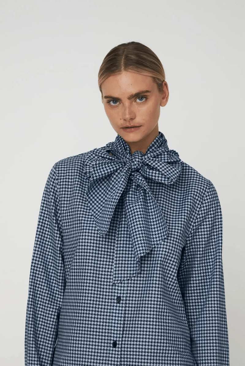 Shirts & Tops - Stella Nova - Bow Tie Shirt in Blue Checks - Archery Close