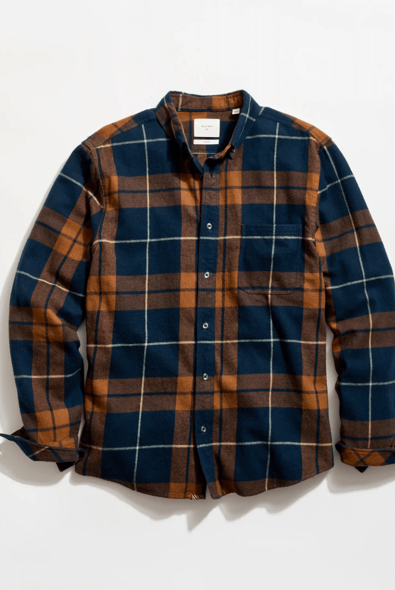 Shirts & Tops - Billy Reid - Brushed Bold Plaid Tuscumbia in Carbon Blue Multi - Archery Close
