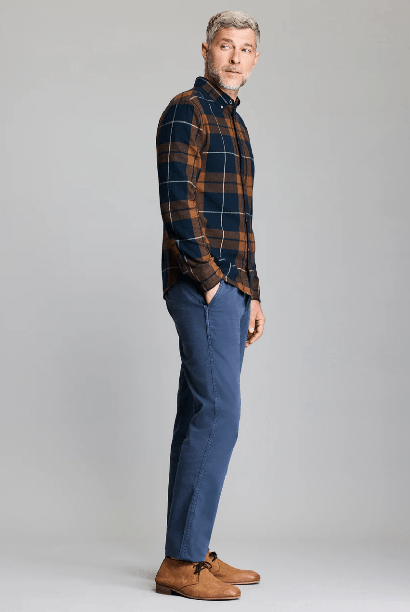 Shirts & Tops - Billy Reid - Brushed Bold Plaid Tuscumbia in Carbon Blue Multi - Archery Close