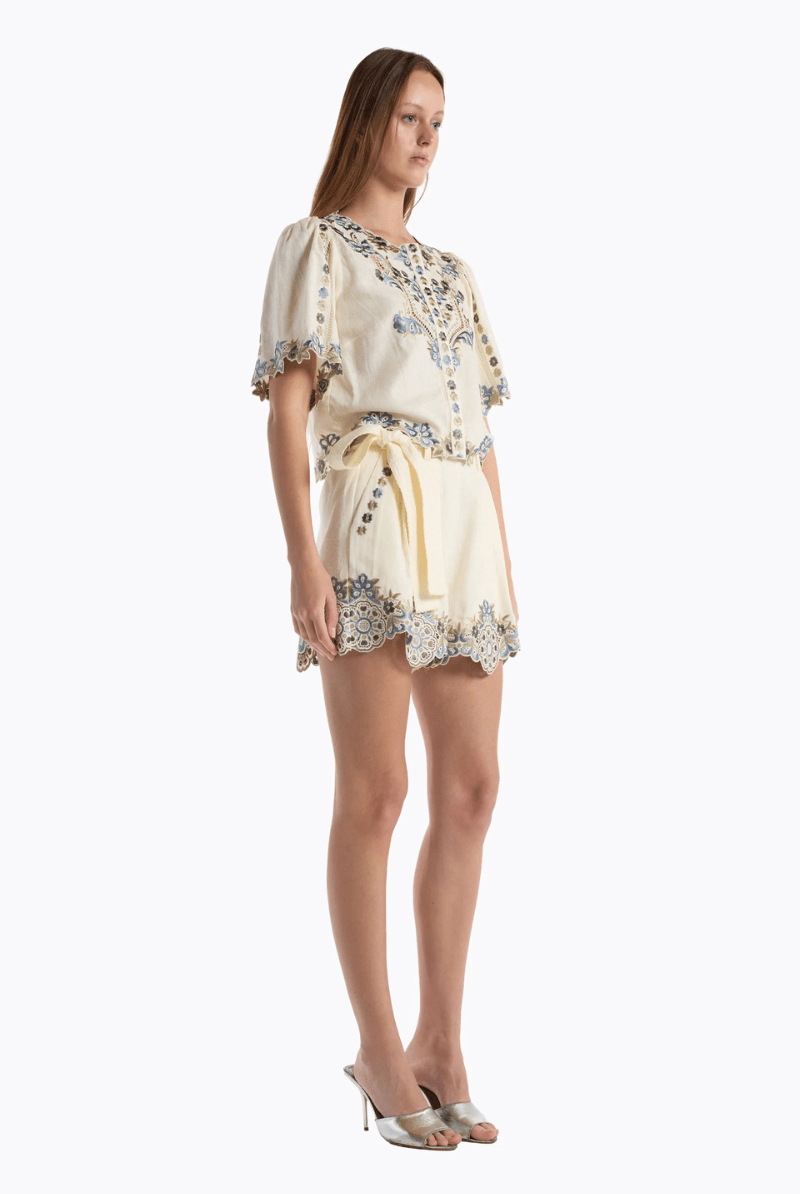 Shirts & Tops - Christy Lynn - Brynn Top in Ivory Ginkgo - Archery Close