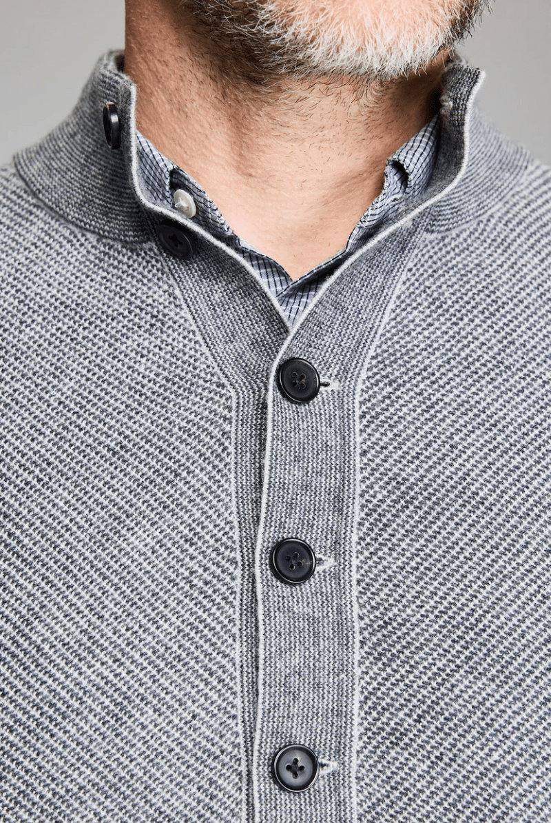 Sweater - Billy Reid - Button Placket Twill Pullover - Archery Close