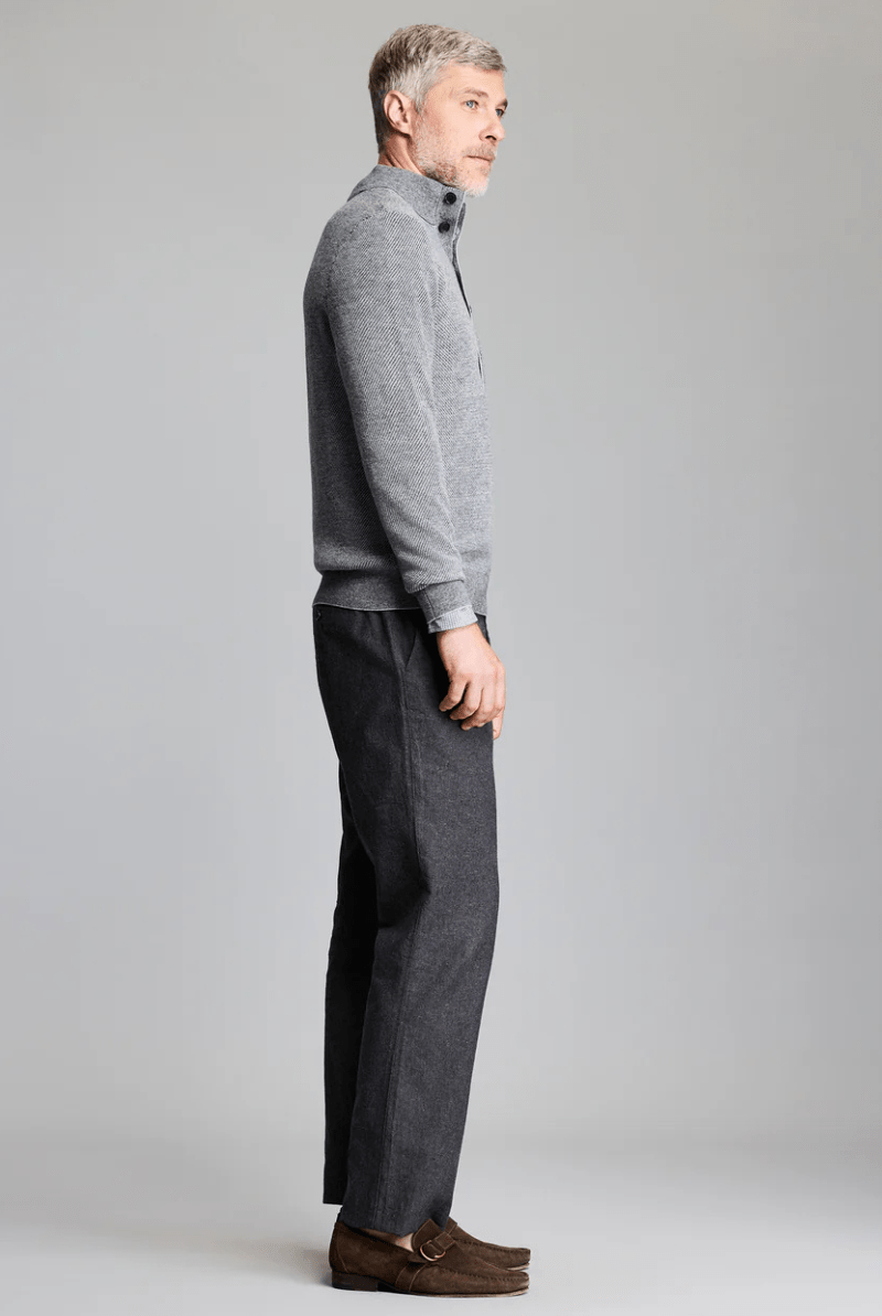 Sweater - Billy Reid - Button Placket Twill Pullover - Archery Close