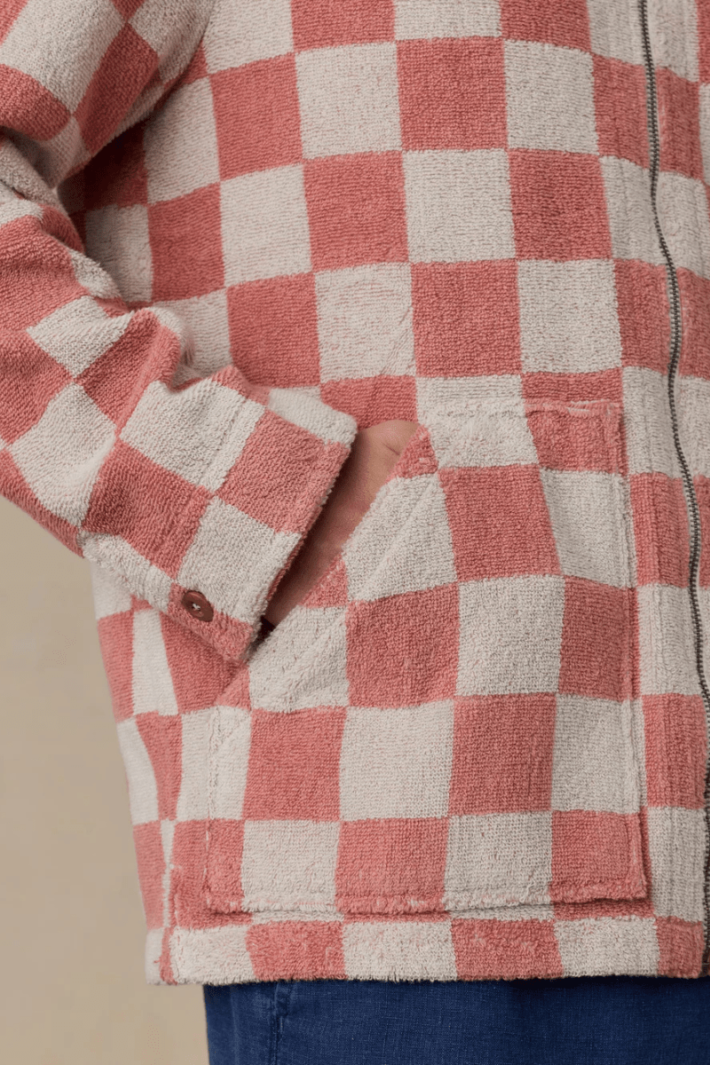 Outerwear - Faherty Brand - Cabana Apres Jacket in Red Shell Buffalo - Archery Close