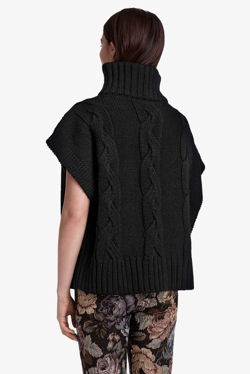 Sweater - Smythe - Cable - Knit Sleeveless Turtleneck - Archery Close