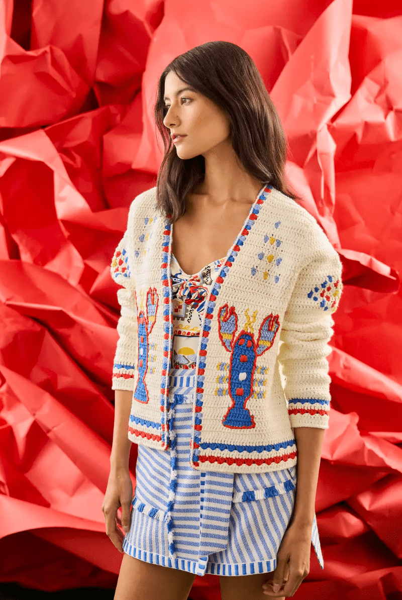 Sweater - Hunter Bell - Callen Cardigan in Lobster - Archery Close