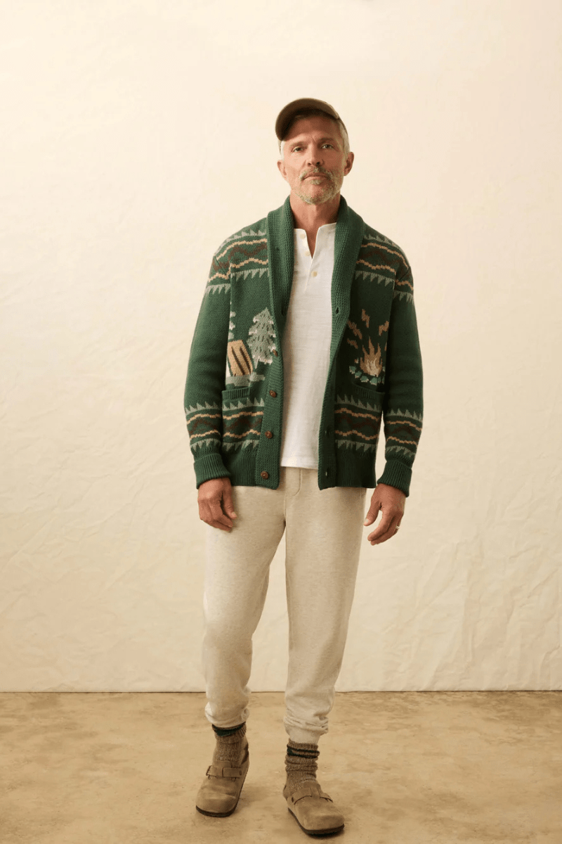 Sweater - Faherty Brand - Camp Cardigan - Archery Close
