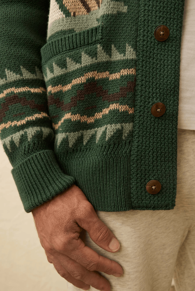 Sweater - Faherty Brand - Camp Cardigan - Archery Close
