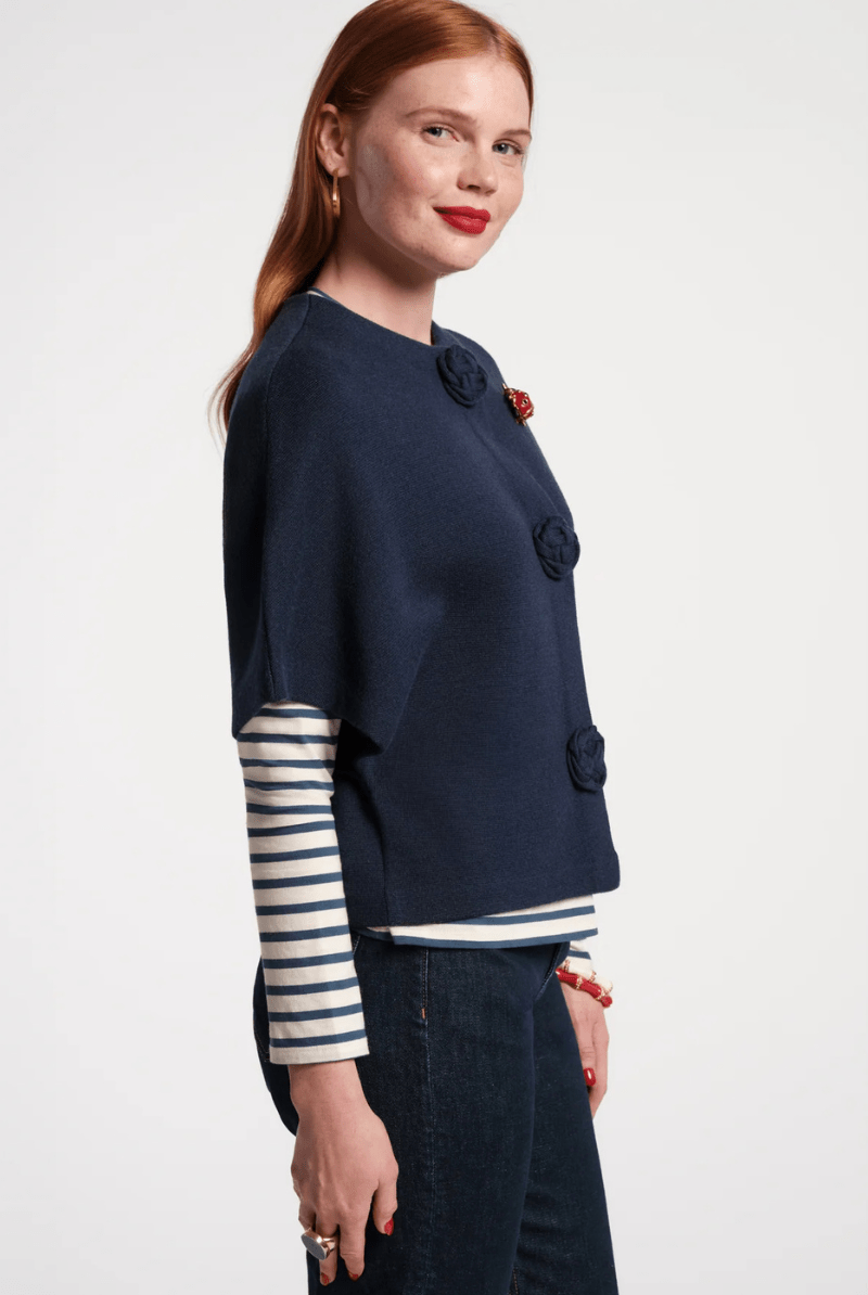 Sweater - Frances Valentine - Carnegie Wool Shrug in Navy - Archery Close