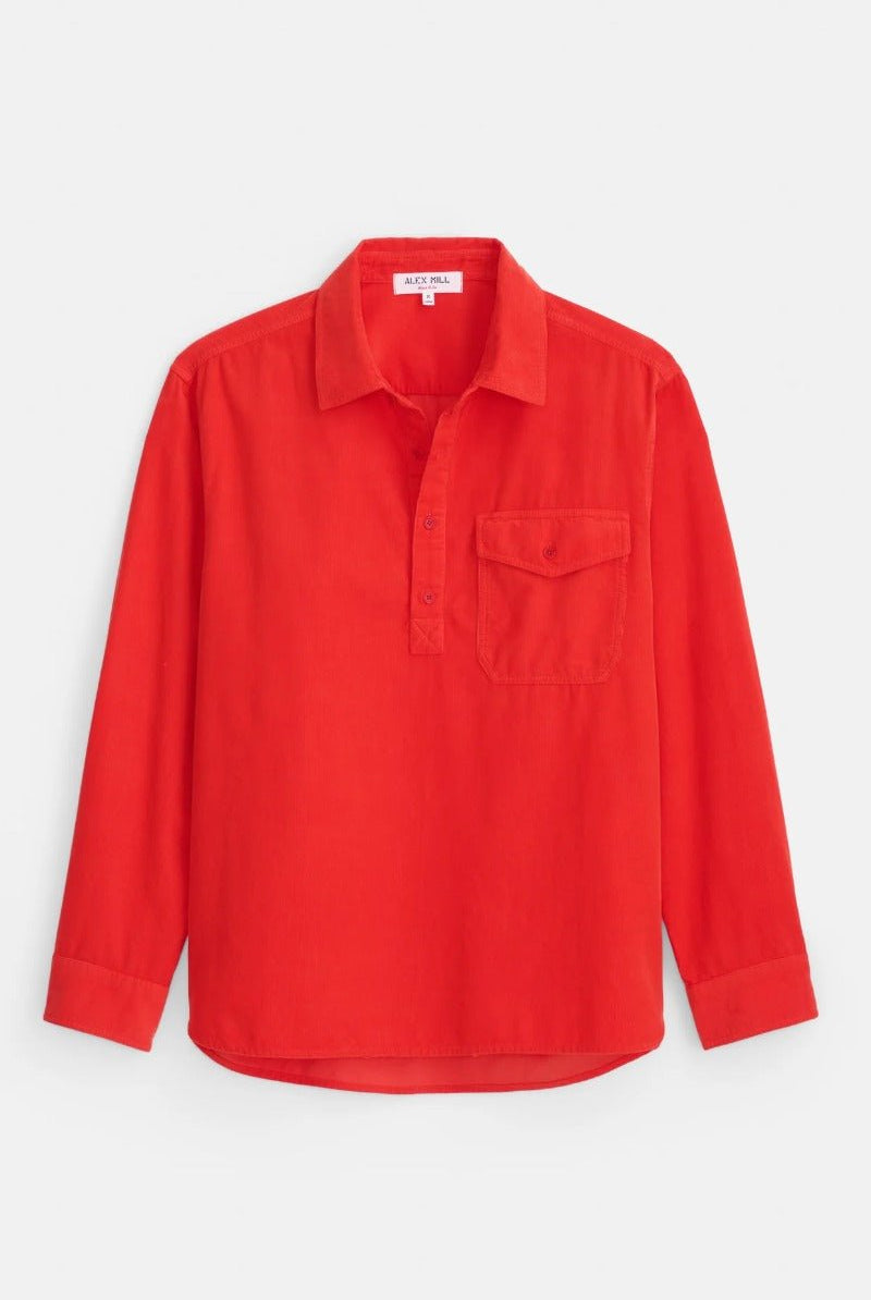 Alex Mill Carter Popover Shirt In Fine Wale Corduroy - Bright Ember