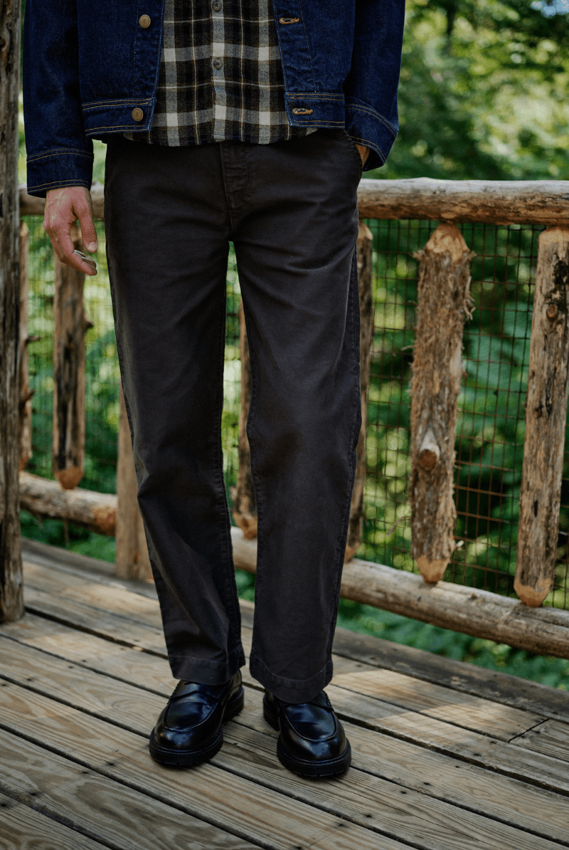 Pants - Road to Nowhere Clothing - Carter Wide Leg Moleskin Trouser in Charcoal - Archery Close