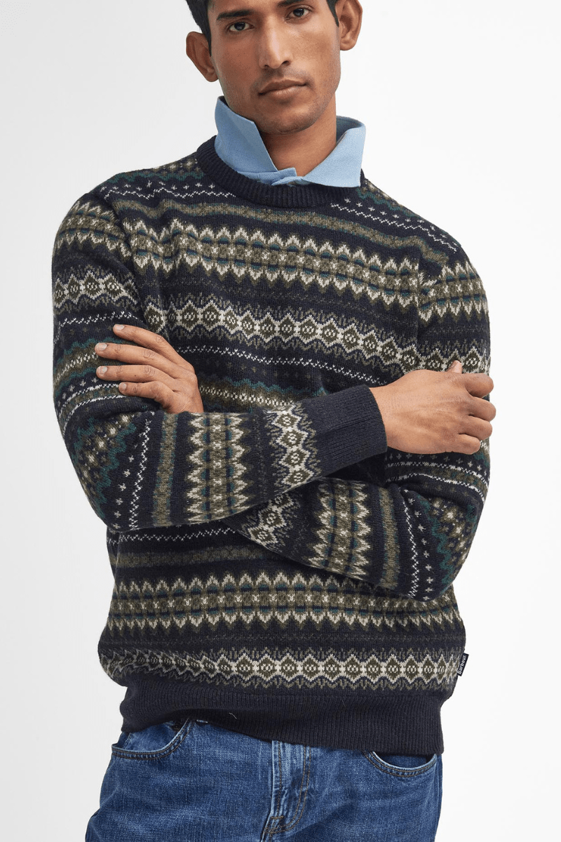Sweater - Barbour - Case Fair Isle Jumper - Black Marl - Archery Close
