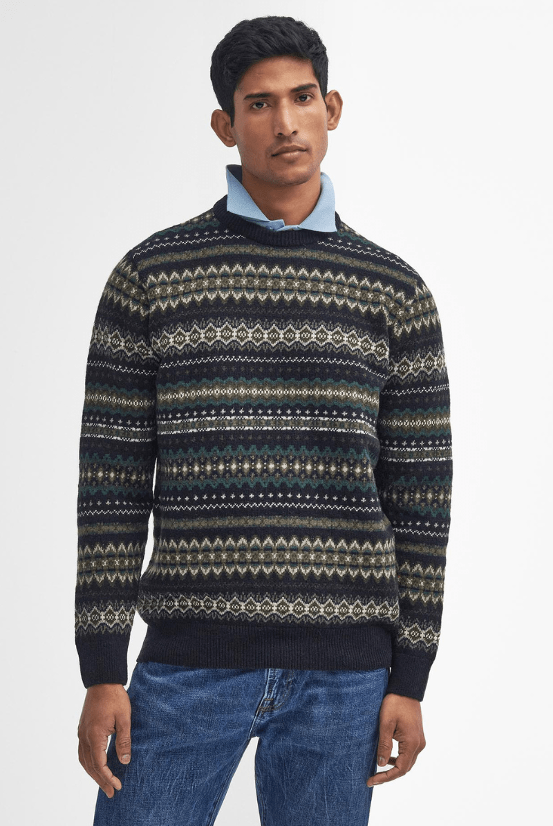 Sweater - Barbour - Case Fair Isle Jumper - Black Marl - Archery Close