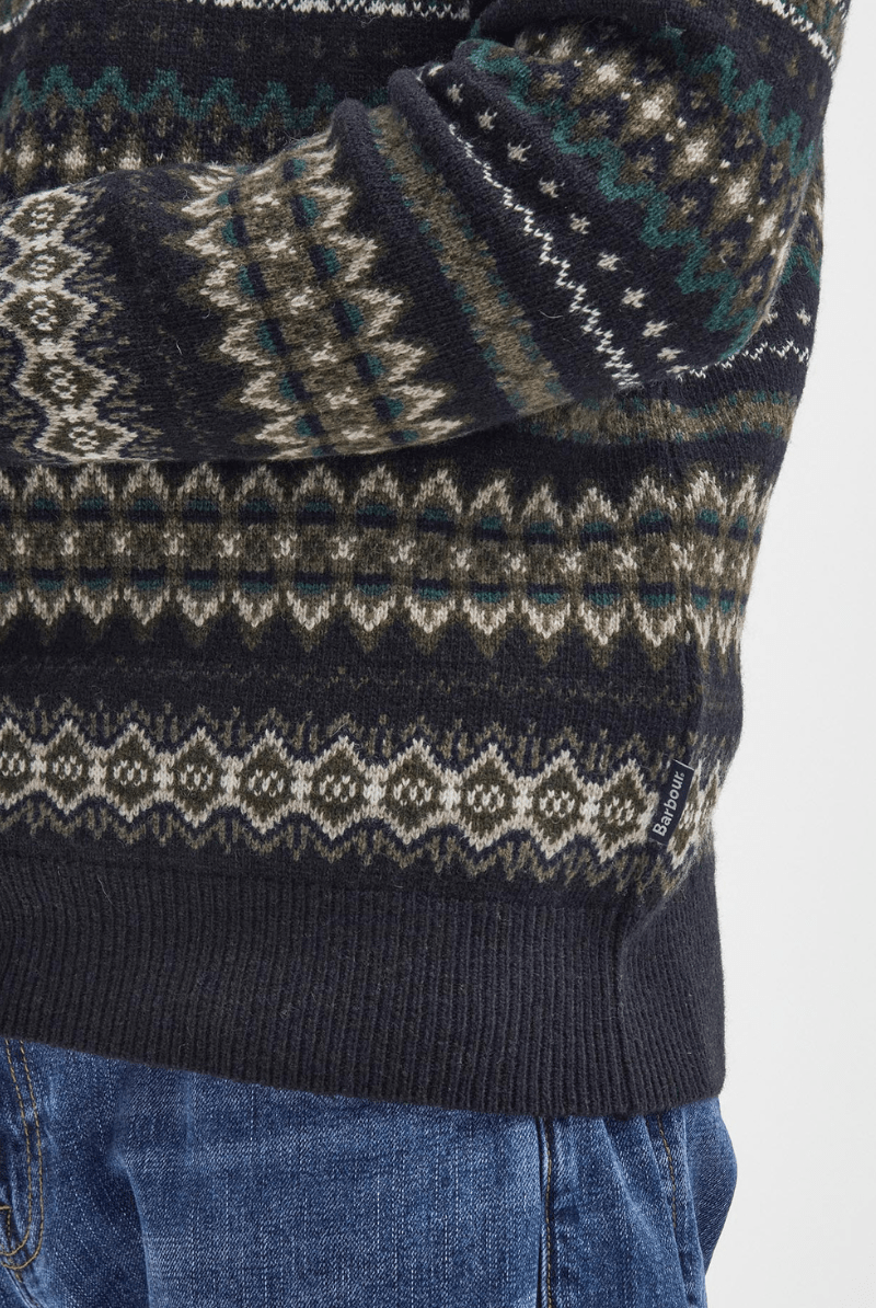 Sweater - Barbour - Case Fair Isle Jumper - Black Marl - Archery Close