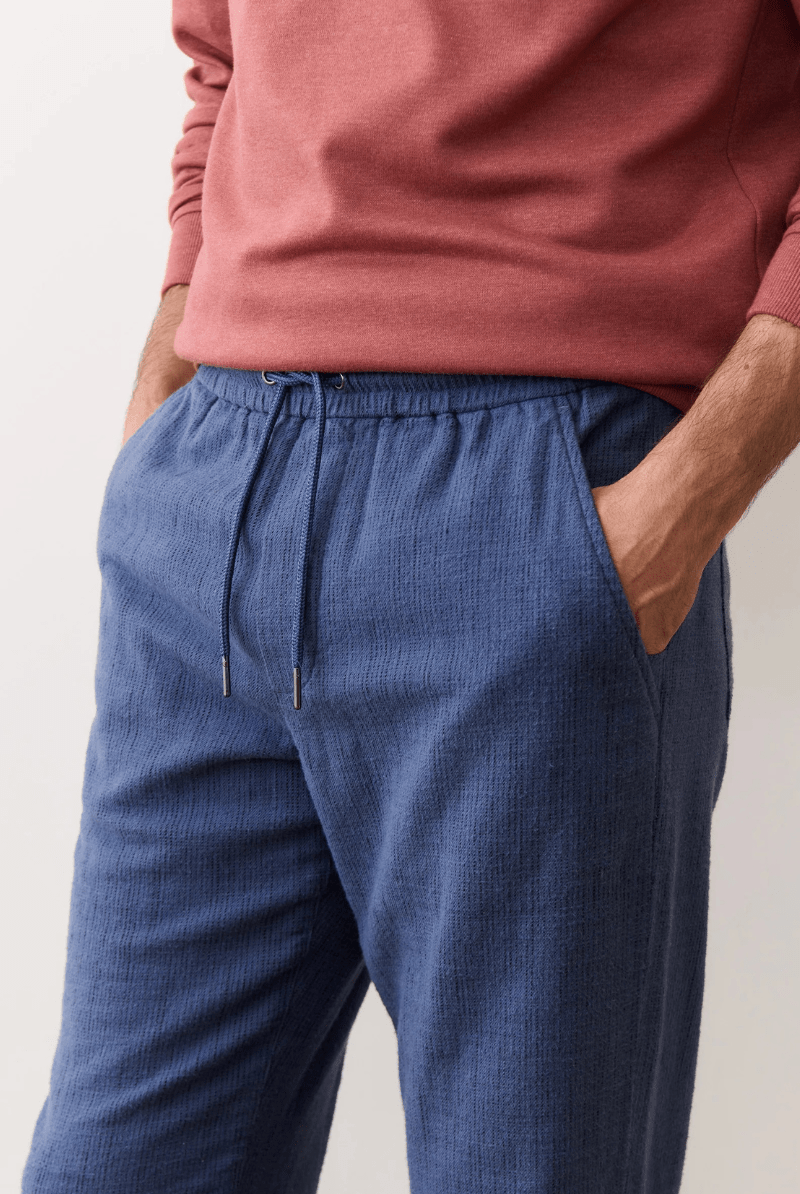 Sweatpants - Marine Layer - Chalet Lounge Pant in Navy Mini Stripe - Archery Close