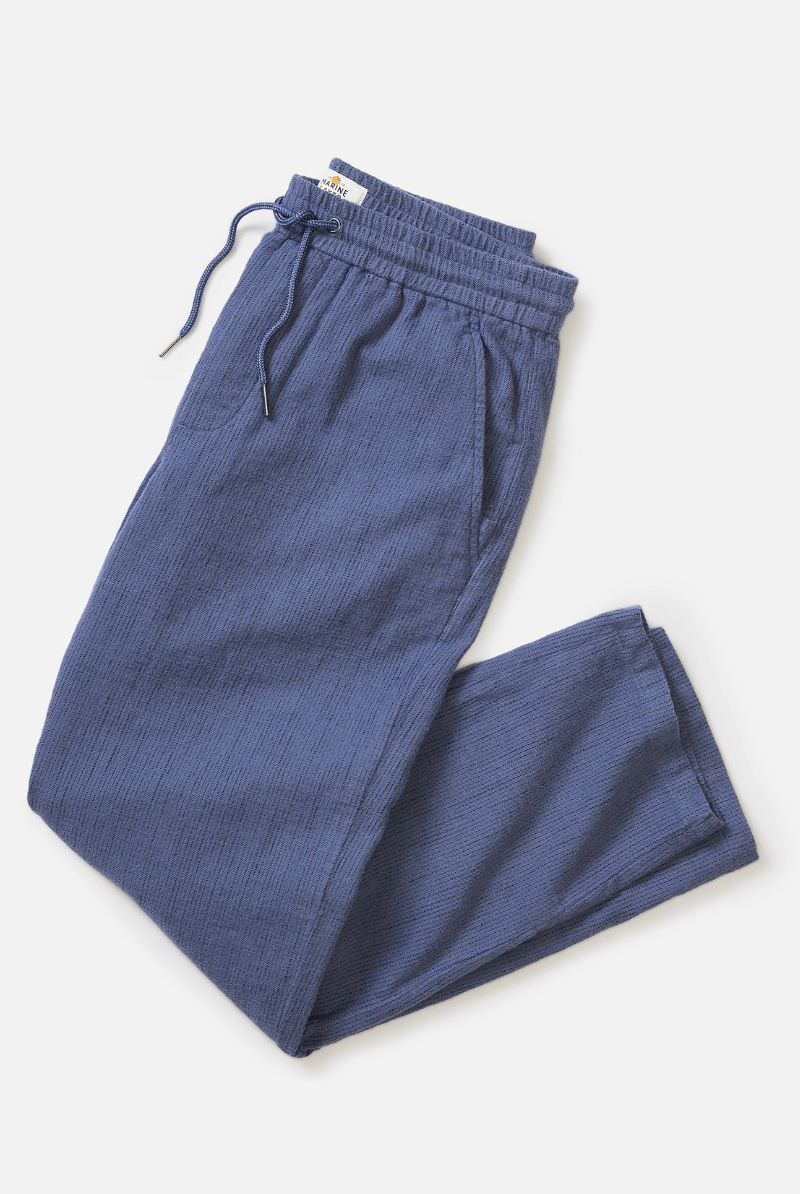 Sweatpants - Marine Layer - Chalet Lounge Pant in Navy Mini Stripe - Archery Close
