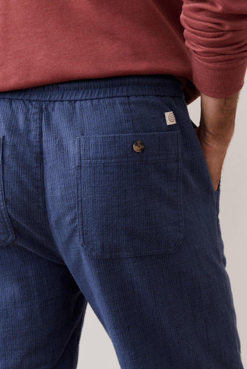 Sweatpants - Marine Layer - Chalet Lounge Pant in Navy Mini Stripe - Archery Close